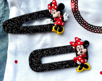 Disney inspired hair clip, Minnie Mouse hair clip, Costume hair clip