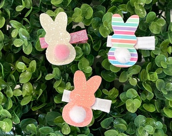 Bunny hair clip, Easter hair clip, Glitter hair clip, Hair clip set, Toddler hair clips