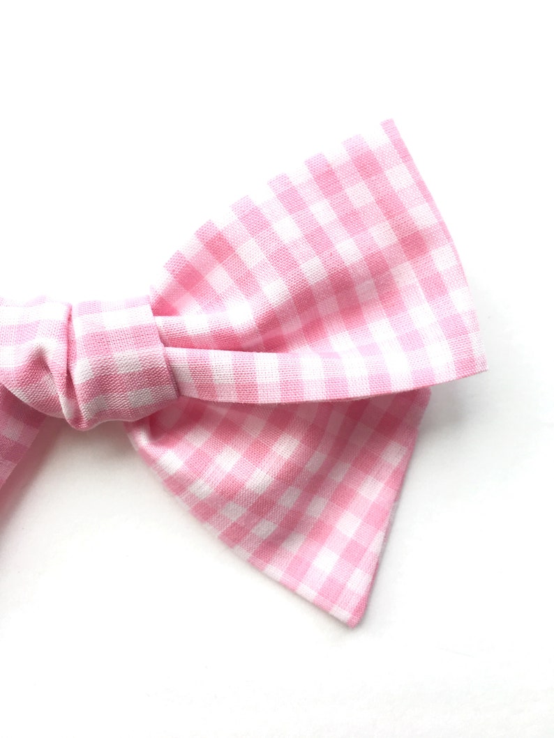Uniform hair bow Buffalo check hair bow Hand tied hair bow Mini hair bow Pink gingham hair bow School hair bow