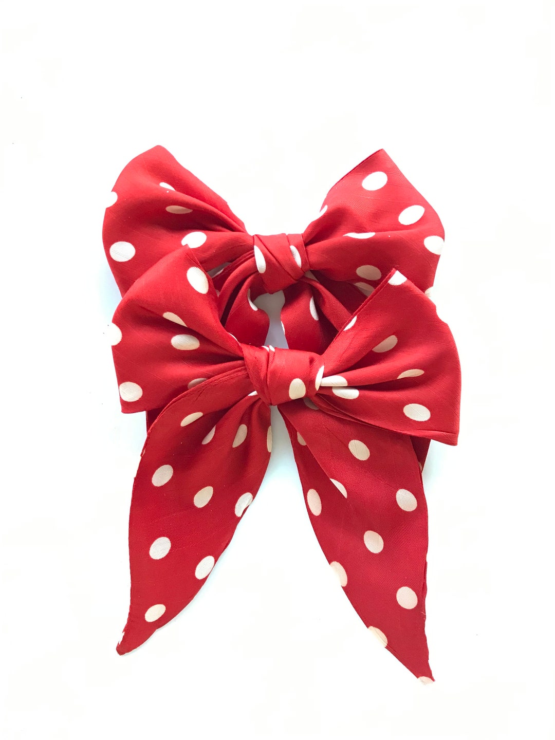 Vintage Scarf Hair Bow Minnie Hair Bow Red and White Polka Etsy