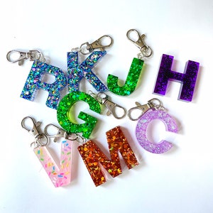 Resin Initial Keychain, Custom Initial Keychain, Personalized Keychain, Resin Keychain, Acrylic Keychain, Glitter Keychain