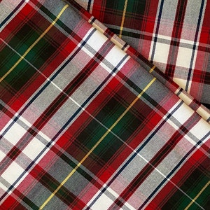 Red and Green Plaid Hair Bow: Uniform Style Clip or Scrunchie