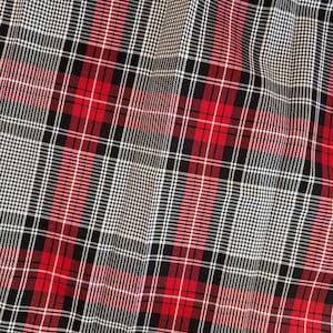 Uniform Plaid Bow - Red, White and Black Uniform Plaid, Plaid 501, Classic Hair Bow, Oversized Hair Bow, Headband, Hair Clip or Scrunchie