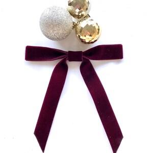 Velvet Ribbon Hair Bow With Tails, Velvet Hair Bow, Holiday Hair Bow - Etsy