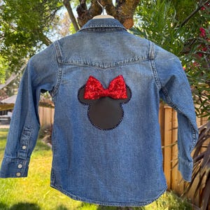 Upcycled Child&#39;s Disneyland Denim and Rhinestone Shirt, Children&#39;s Vintage Fashions, Disney Jacket