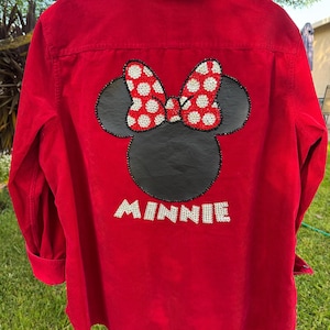 Upcycled Minnie Mouse Corduroy and Rhinestone Jacket, Vintage Fashions, Disney Jacket