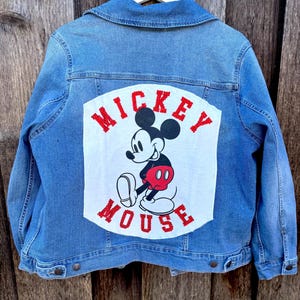 Upcycled Mickey Mouse Denim and Rhinestone Jacket, Vintage Fashions