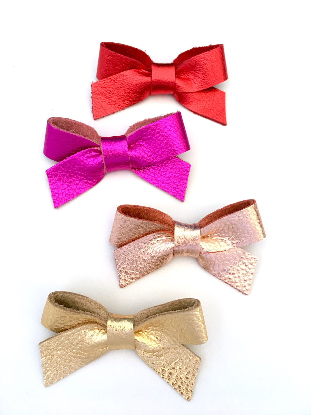 Metallic Leather Hair Bow, Leather Hair Bow, Leather Bow Headband
