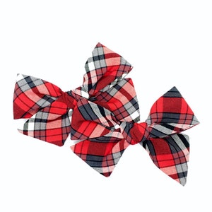 Uniform Plaid Bow - Sailor, Classic, Oversized Hair Bow, Red Uniform Plaid, Hair Bow, Headband or Hair Clip