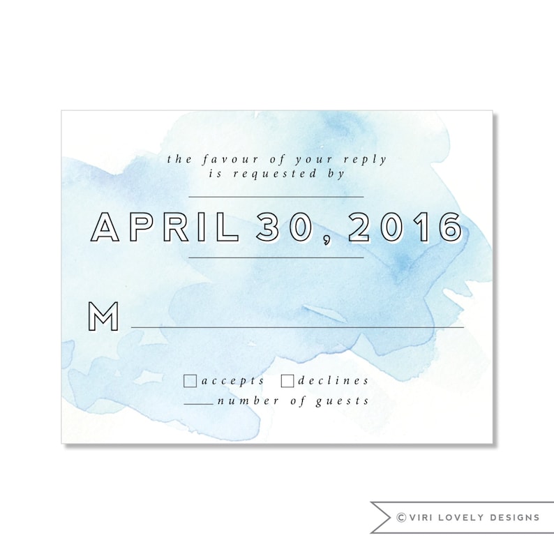Blue Ocean Painted Wedding Invitation Info Card #140 RSVP Watercolor Wedding Invitation DIY Option Available Invitation