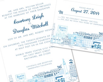 Baltimore Skyline / Landmark Wedding Invitation | Charm City Wedding Invite | DIY Option Available | Invitation | RSVP | Info Card #365