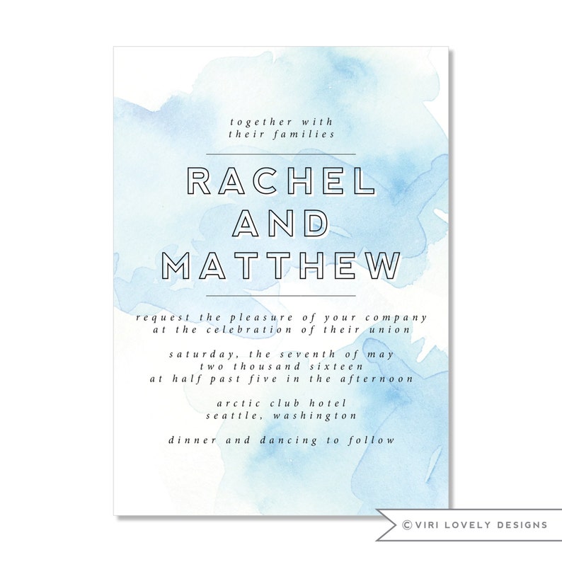 Blue Ocean Painted Wedding Invitation Info Card #140 RSVP Watercolor Wedding Invitation DIY Option Available Invitation
