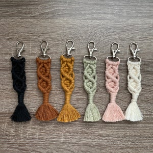 Boho macrame keychain various colors Christmas stocking stuffer wedding favors