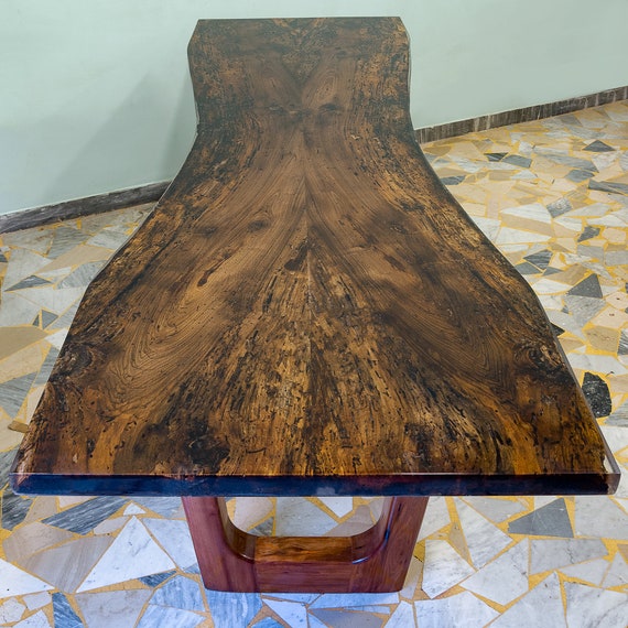 Briccola Wood Table With Resin Live Edge Table Walnut Live Edge Table Epoxy Resin Dining Table Modern Dining Table Design Table