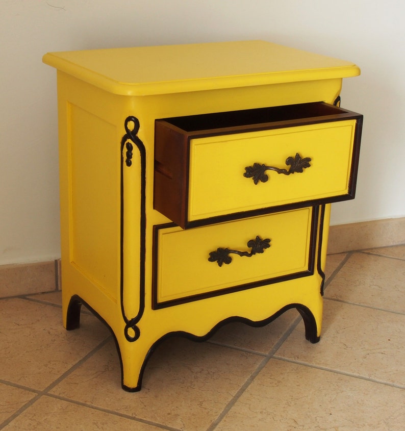 Yellow Bedside Table Etsy