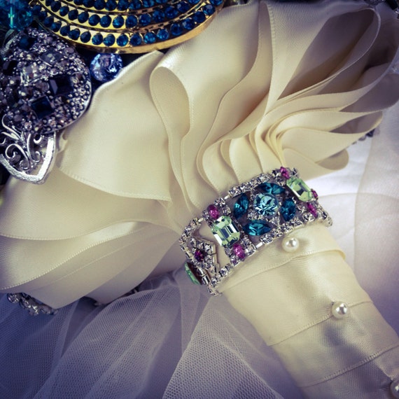 Nuevo 3 /"Gran Flor De Plata Broche púrpura Diamante Cristal Boda nupcial abordar