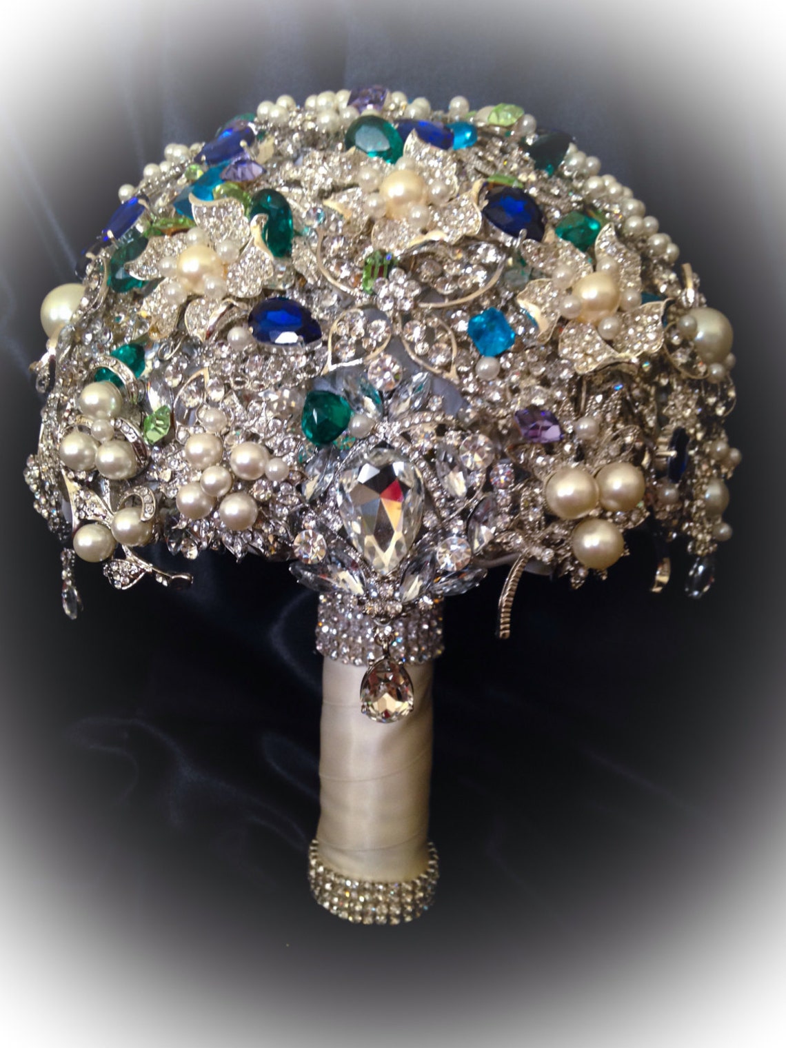 VINTAGE STYLE Heirloom Green Blue Brooch Bouquet. Deposit on Etsy