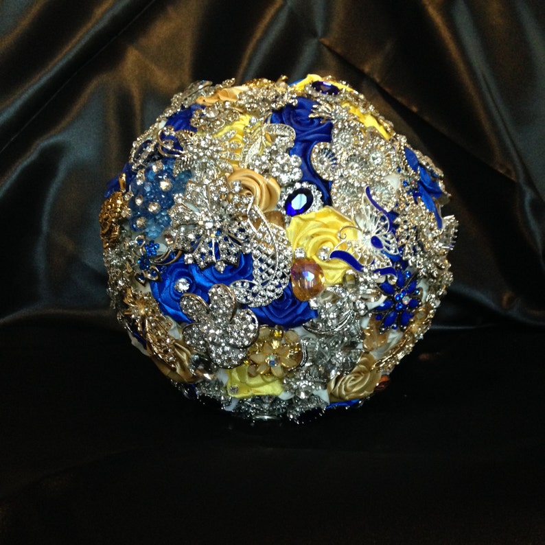 ramo De Flores Broche Azul Diamante Cristal Boda Fiesta Pin Broche Reino Unido New Gold