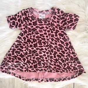 Handmade Pink Leopard Print Baby Dress: High-Low Cotton Outfit