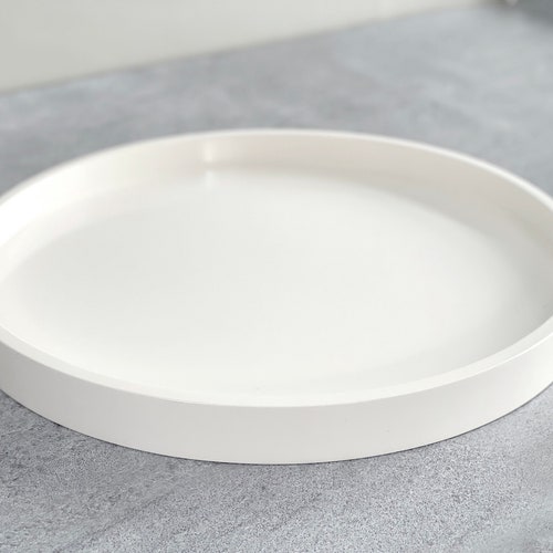 Round White Decorative Tray White High Gloss Round Tray Etsy