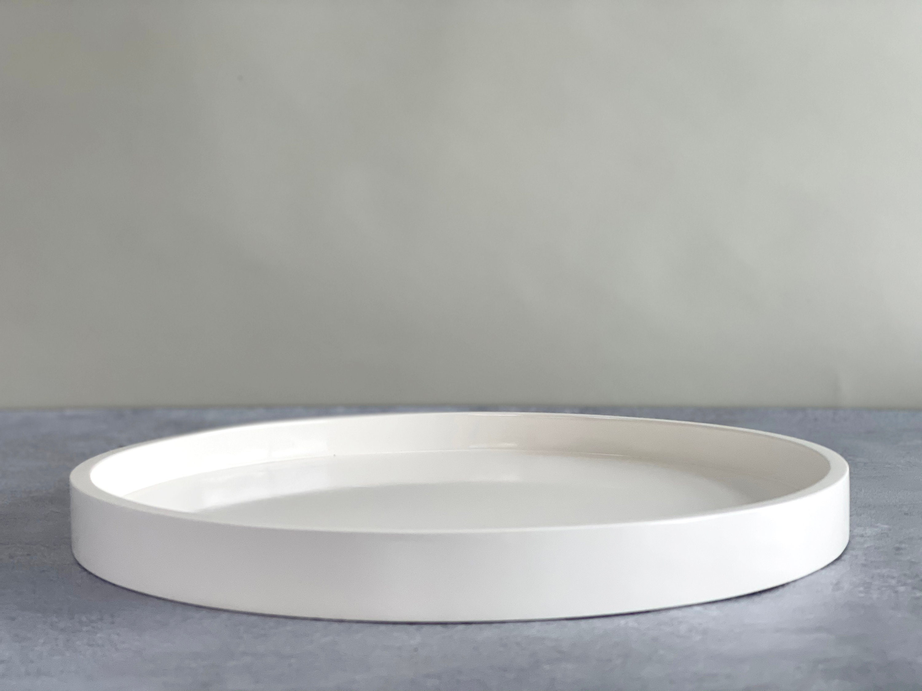 Round White Decorative Tray White High Gloss Round Tray Etsy