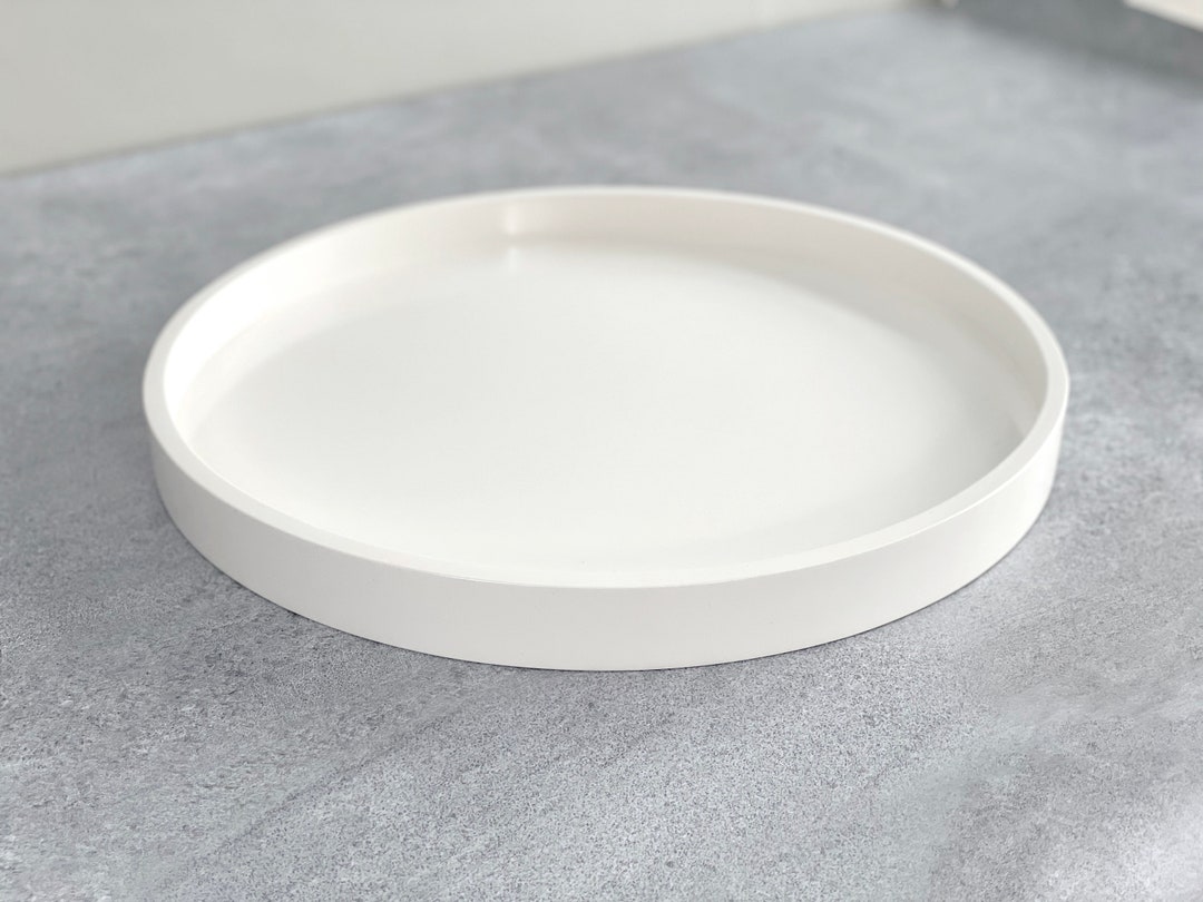 Round White Decorative Tray, White High Gloss Round Tray, Chloe Tray