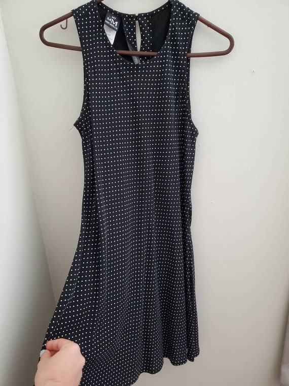 90s LBD Polka Dots Small/Medium Black Dress - image 2