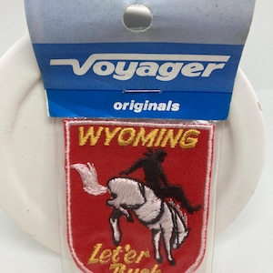 Wyoming Souvenir Patch Embroidered State Patch by Voyager original packaging Cowboy Bronco