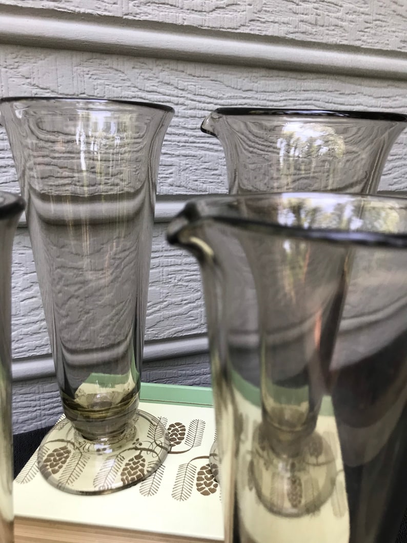 Vintage Smoked Glass Drink Mixer set of 4 Vintage Barware