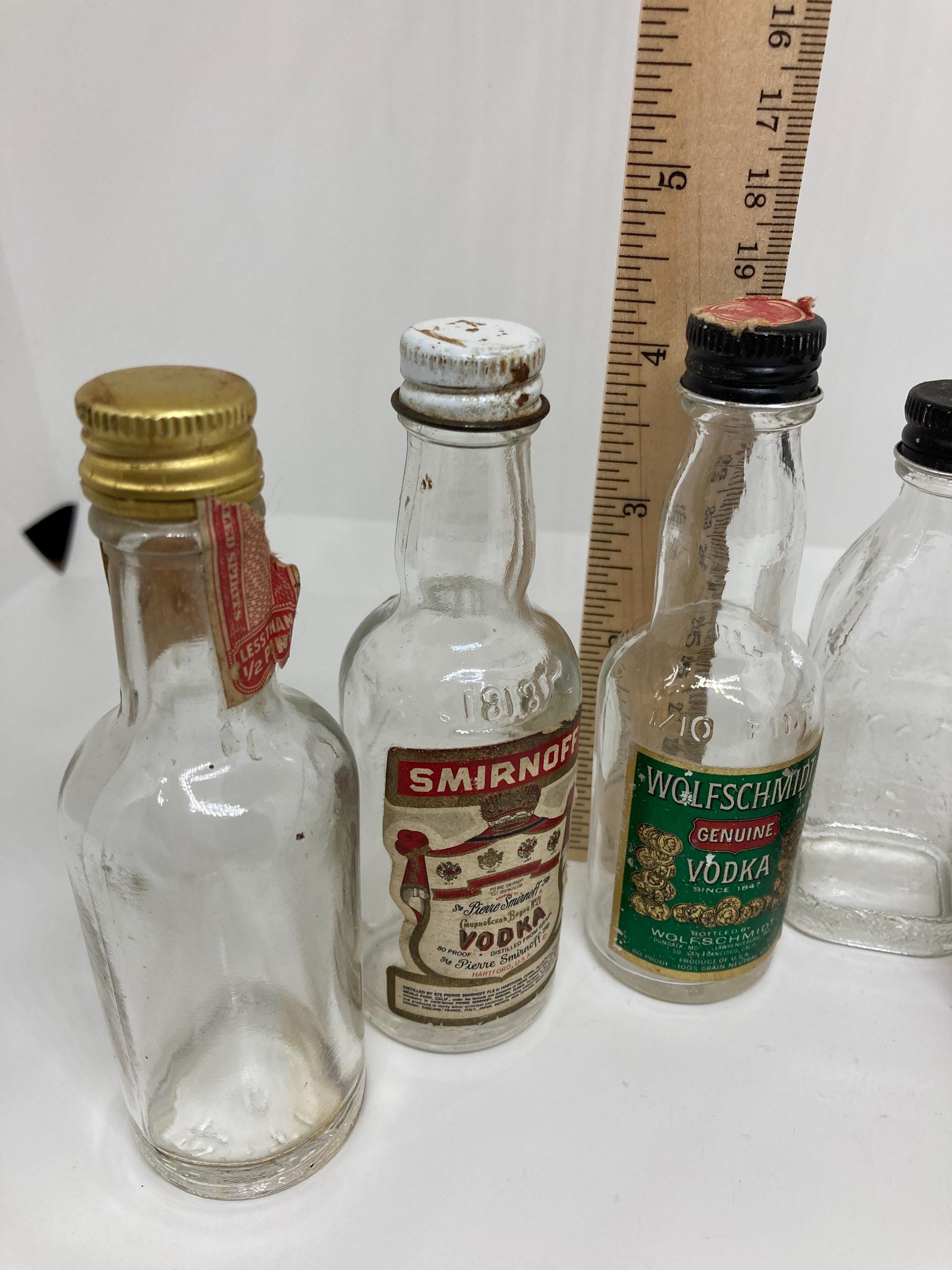 1960-70 Mini Liquor Bottles Airplane Bottles Empty Vintage Label