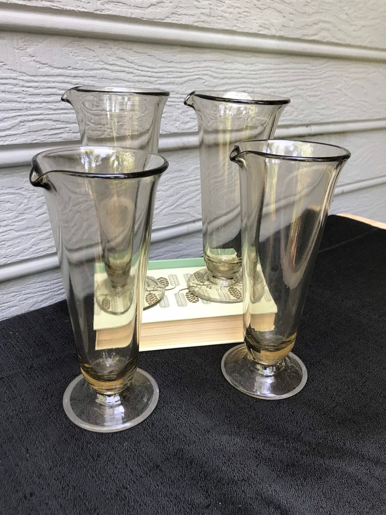 Vintage Smoked Glass Drink Mixer set of 4 Vintage Barware