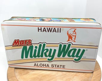 Milky Way Bar 1990 Aloha State Hawaii Limited Edition Tin Mars Collectible Mars Chocolate Lovers Gift Hawaiian Souvenir Hawaiian Map / facts