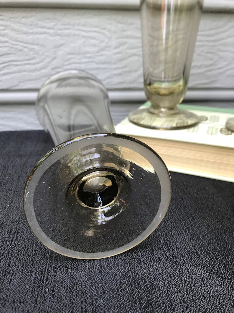 Vintage Smoked Glass Drink Mixer set of 4 Vintage Barware