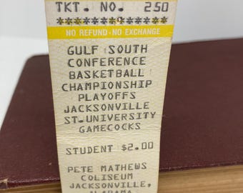 Basketball Jax State Tickets Gulf South Basketball Champ Gamecocks Jacksonville State Ephemera. Collector Pete Matthews Coliseum 1980-90s