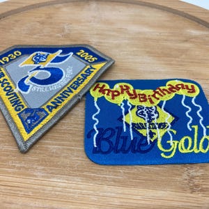 Boy Scouts of America Vtg Patch BSA Cub Scouts 75th Anniversary 2005 Embroidered  Happy Birthday Cub Scouts Blue Gold Patch gift for him