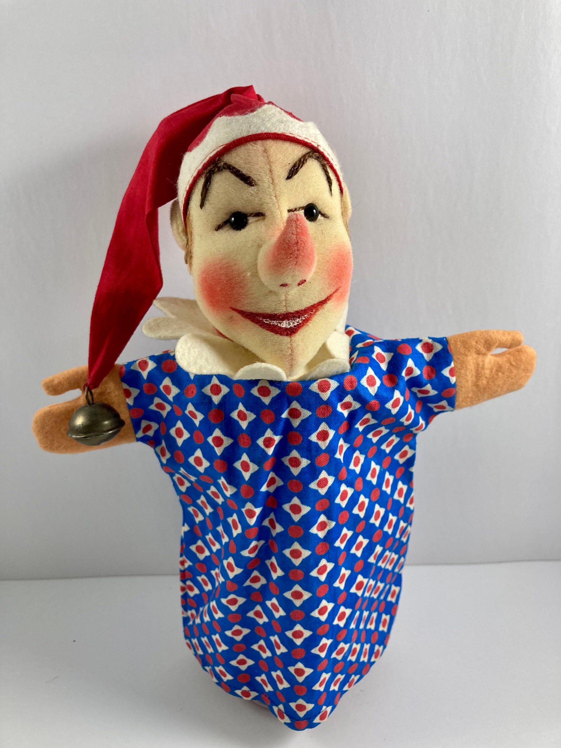 Vintage Hand Puppet Jester Clown with Red Hat Etsy
