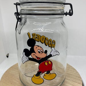 Vintage Mickey Mouse Glass Jar - Etsy