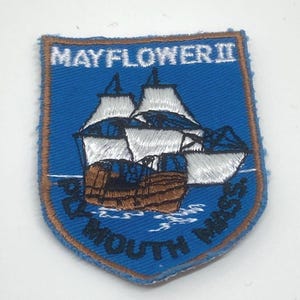 Mayflower Plymouth Massachusetts vintage travel souvenir travel enthusiasts patch collectors American history lovers