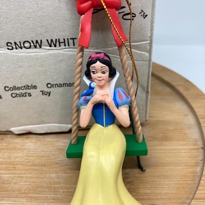 Vintage Disney Ornament Grolier 26231 128 Snow White Christmas Ornament Disney Collectible Snow White on a swing