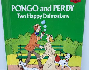 Libro d'epoca per bambini Pongo e Perdy Due allegri dalmata Walt Disney 1980 La carica dei 101, ottimo per gli amanti dei cani