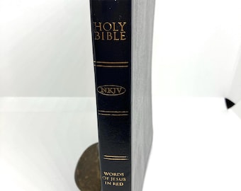 NKJV Leather Bible Nelson Press Words of Jesus in Red Black Leather 2004