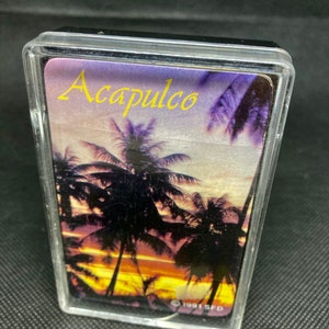Cartas de jogar Vintage Souvenir Acapulco seladas feitas em Hong Kong com caixa de plástico 1991