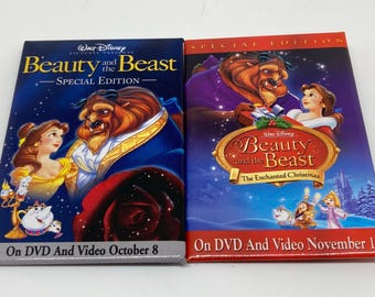 Vintage Disney Beauty and The Beast DVD Set with Belle Pin