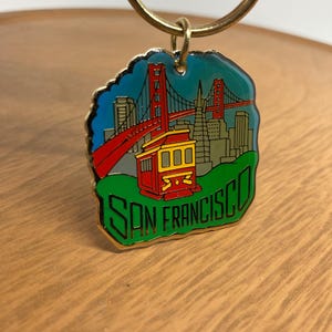 San Francisco Keychain Trolly Golden Gate Bridge vintage travel souvenir California
