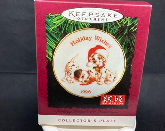 Hallmark Holiday wishes 101 Dalmatians Christmas Collector plate or ornament in original box