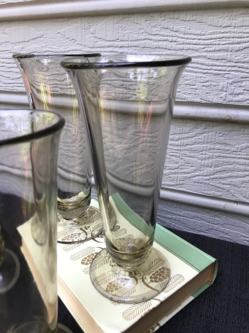 Vintage Smoked Glass Drink Mixer set of 4 Vintage Barware