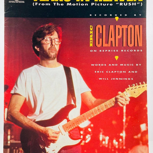 Vtg Eric Clapton Tears in Heaven Sheet Music Movie Rush Words/Piano/Guitar Version