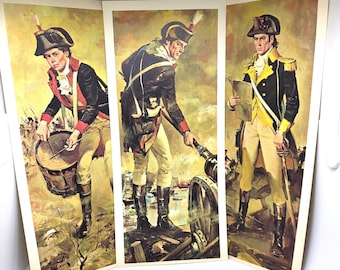 Vtg historical Revolutionary War  lithograph prints artwork by Henry Thomas