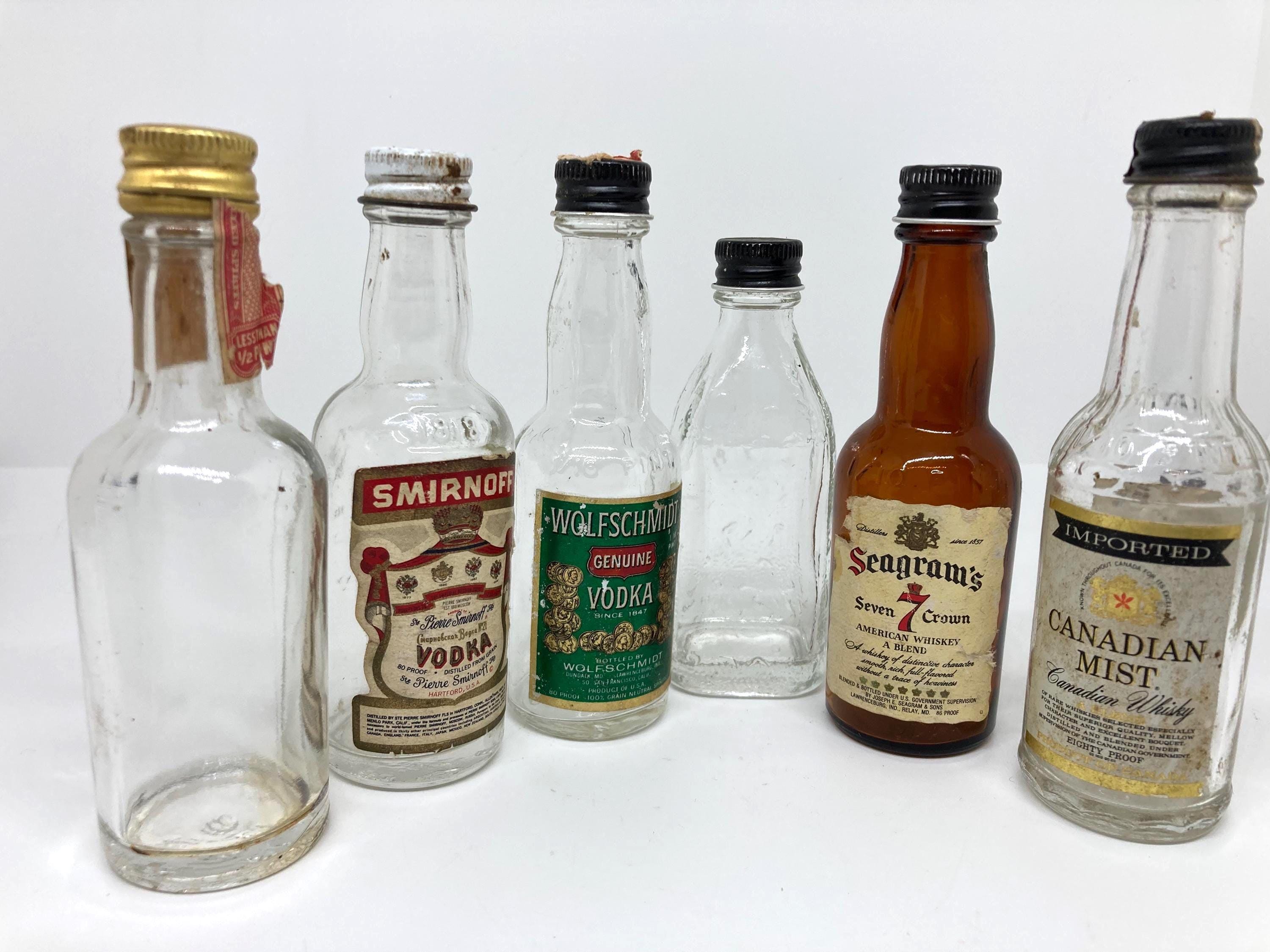 【キャプション付き】『青liquor 』一杯 1960-70 Mini Liquor Bottles Airplane Bottles Empty Vintage Label