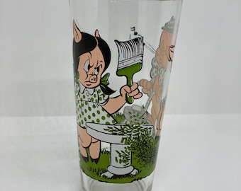 Figura de cristal vintage de 1976 de Warner Brothers/Looney Tunes Porky Pig Petunia Pig, serie de colección PEPSI, personaje de cristal para coleccionistas